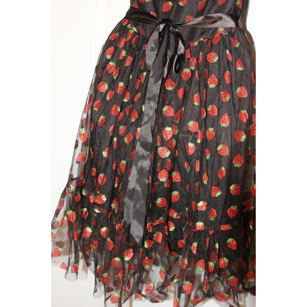 Hot Topic Strawberry Mesh Dress Indie Fairycore Tulle Y2K Ethereal Glitter SZ Sm - Picture 8 of 13